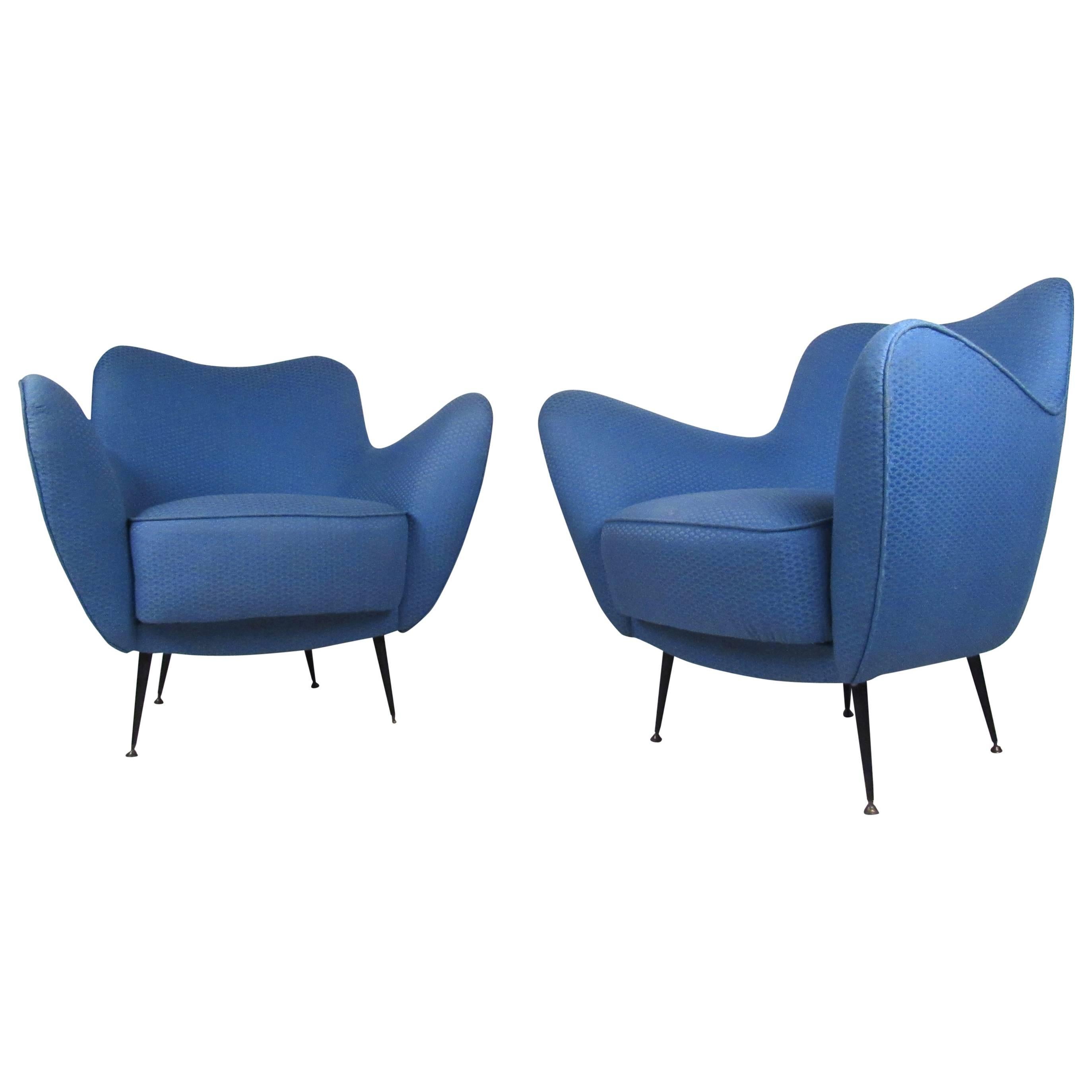 Pair of Italian Modern Sculpted Lounge Chairs