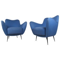 Pair of Italian Modern Sculpted Lounge Chairs