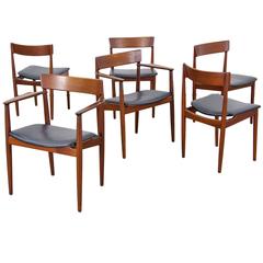 Four Chairs and Two Armchairs by Rosengren Hansen for Brande, Dining Chair Set
