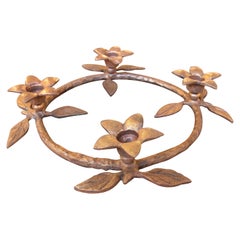 Table Candle Holder for Four Bronze Candles with Flower Decorations