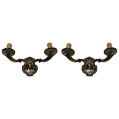Pair of French 1940s Bronze Sconces 7