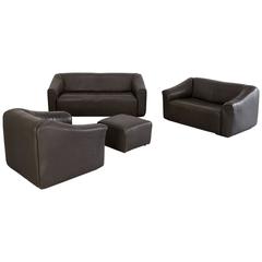 Buffalo Leather Lounge Chair Ottoman & 2 Sofas DS-47 by De Sede