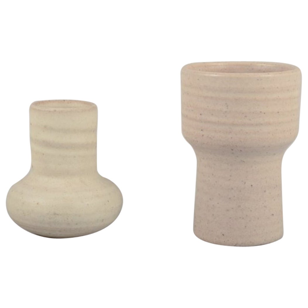 Mobach, Netherlands, two unique vases with glaze in light tones.