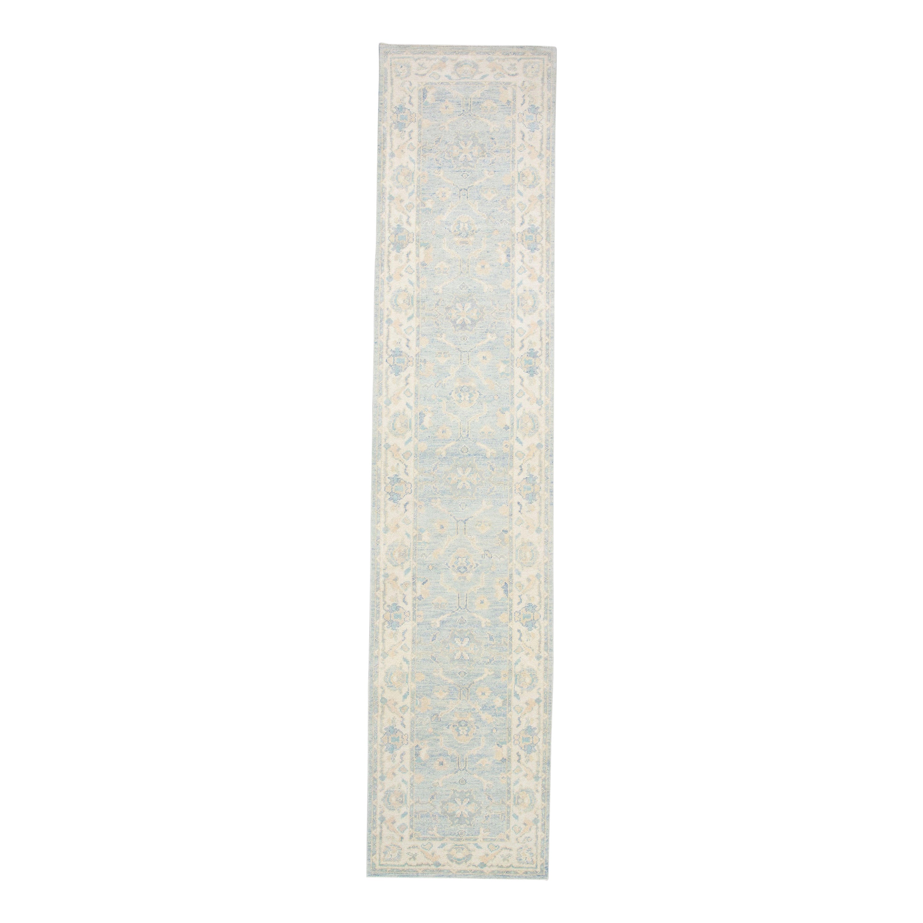 Alfombra Oushak Oriental Anudada a Mano Turca Oushak 2'11" x 13'9" #2947