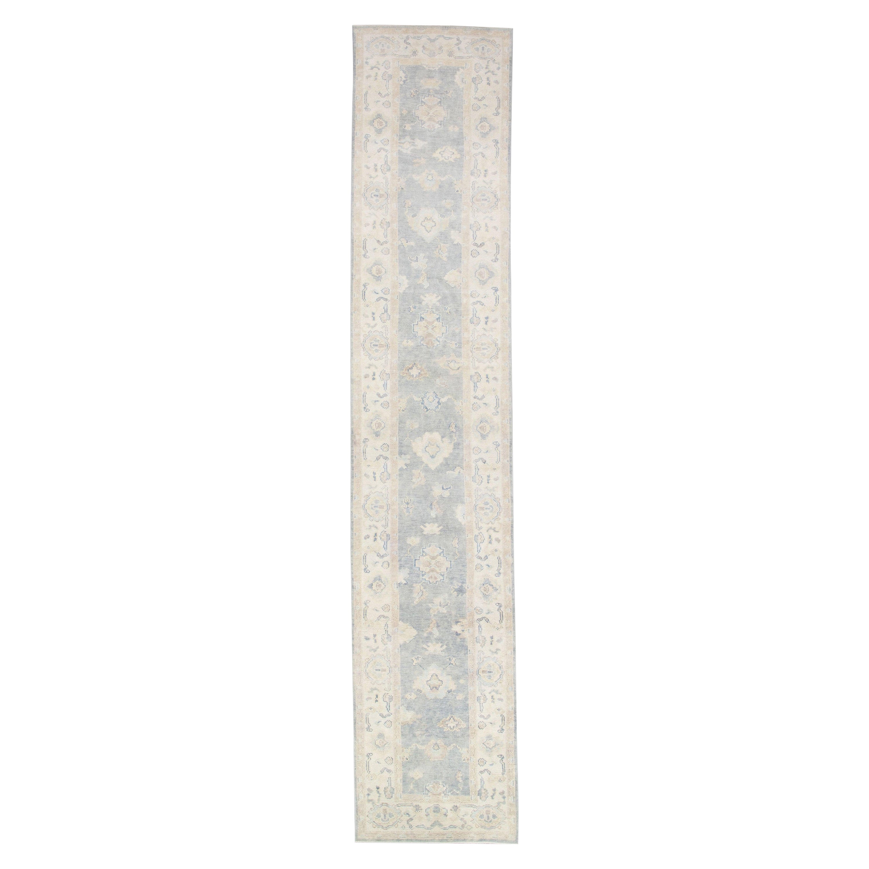 Oushak Rug Oriental Hand Knotted Turkish Oushak 3' x 15'3" #2934 For Sale