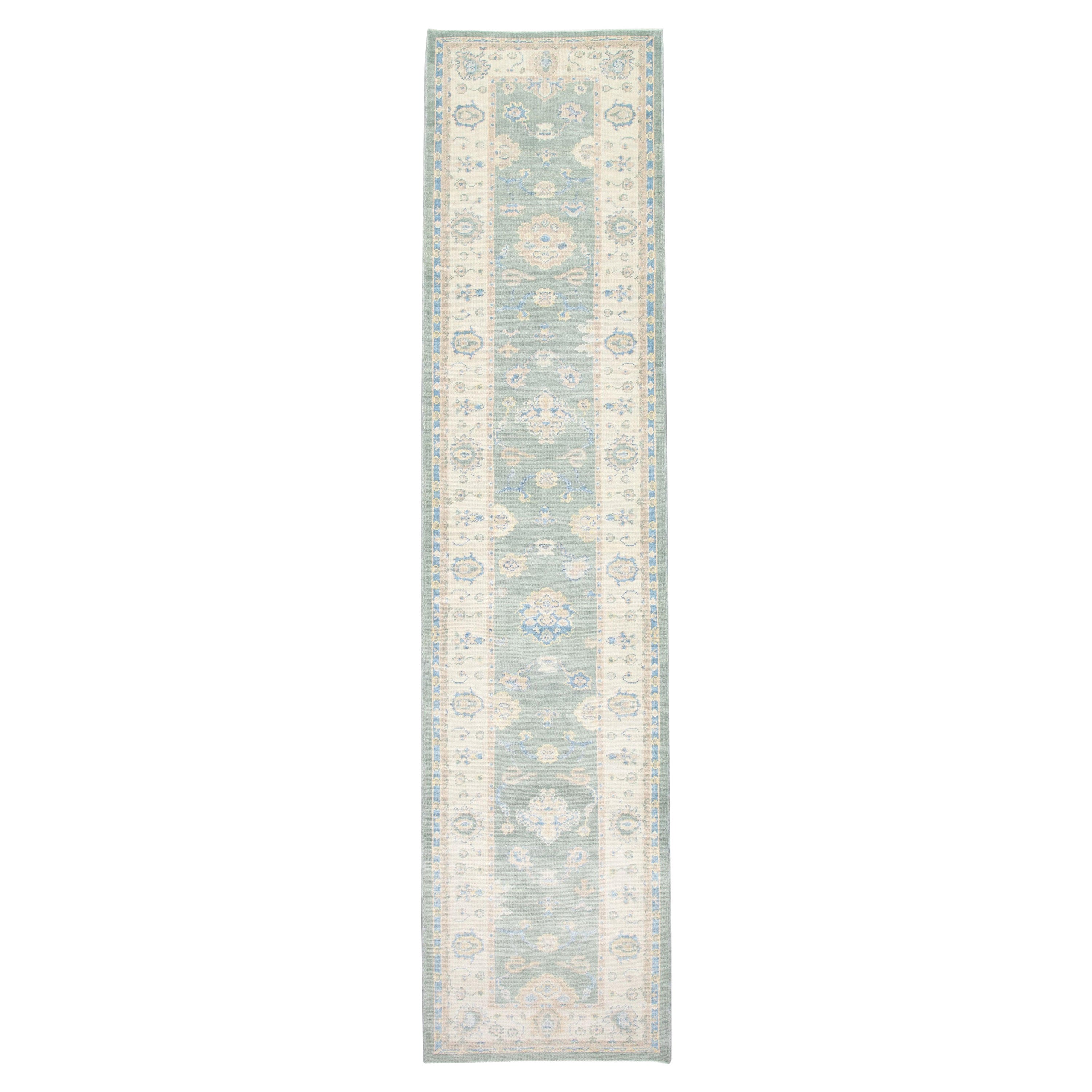 Oushak Rug Oriental Hand Knotted Turkish Oushak 3' x 12'8" #2894