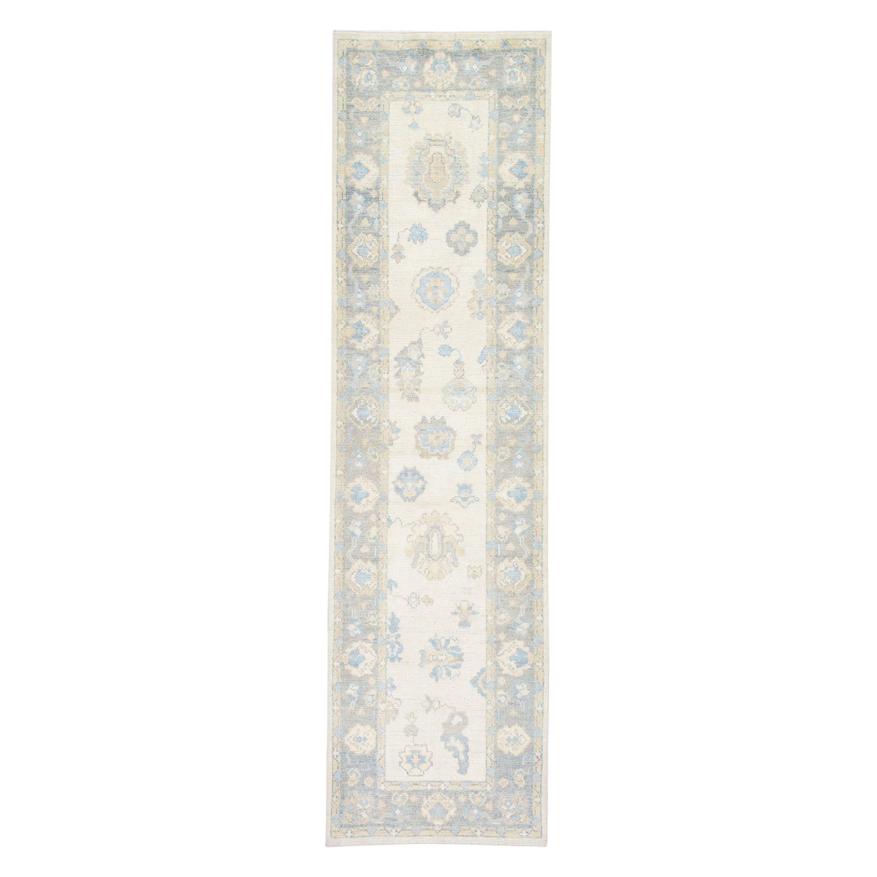 Oushak Rug Oriental Hand Knotted Turkish Oushak 2'10" x 10'7" #2887