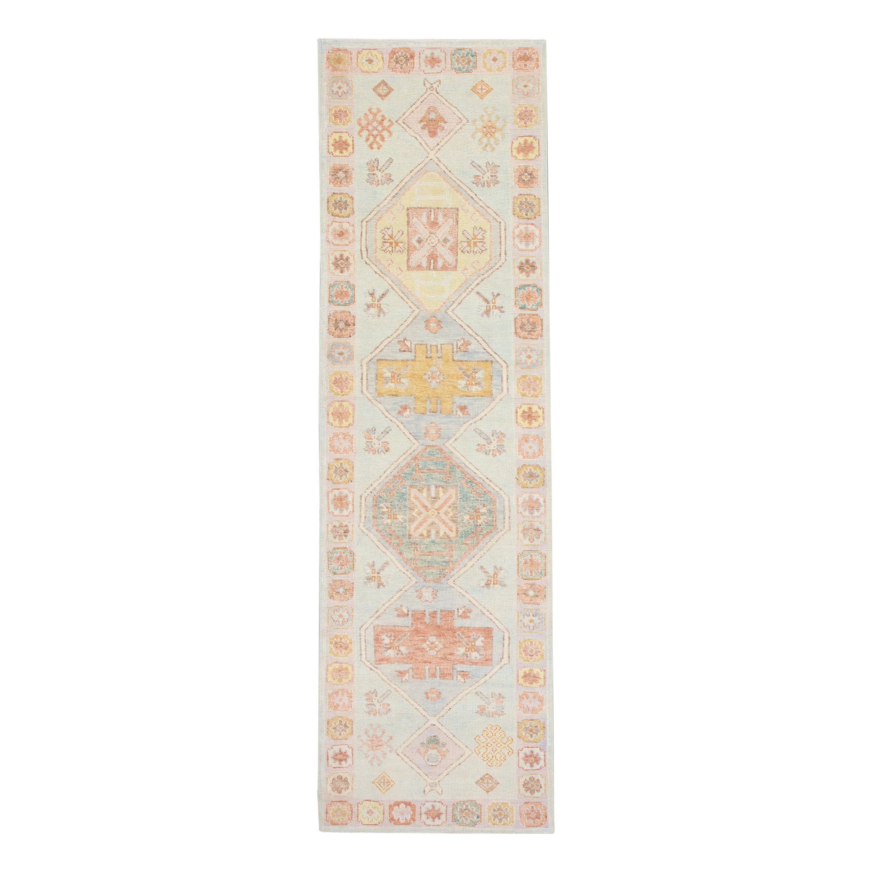 Oushak Rug Oriental Hand Knotted Turkish Oushak 3' x 10'5" #2644