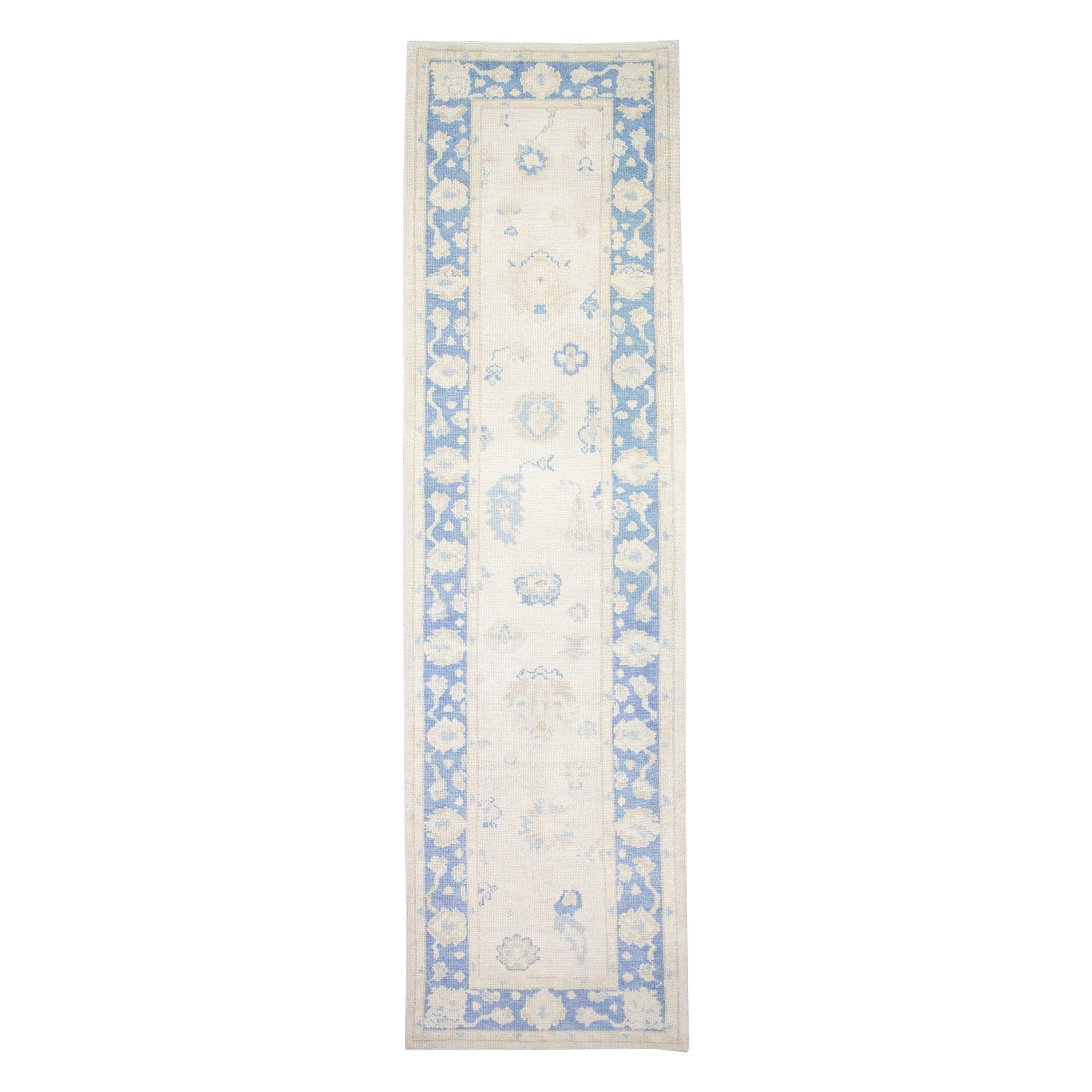 Oushak Rug Oriental Hand Knotted Turkish Oushak 3' x 10'8" #2996