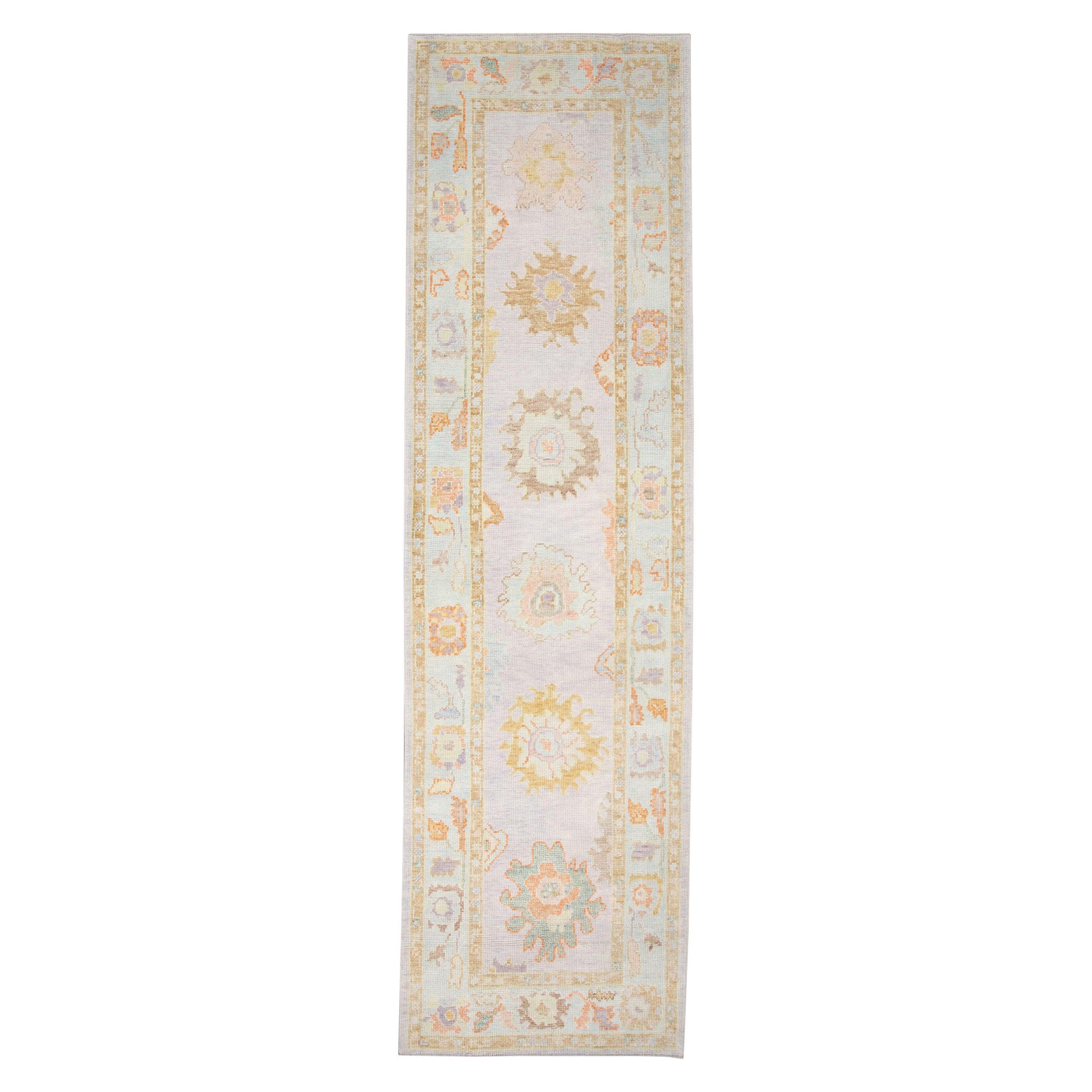 Oushak Rug Oriental Hand Knotted Turkish Oushak 3' x 10'7" #2566