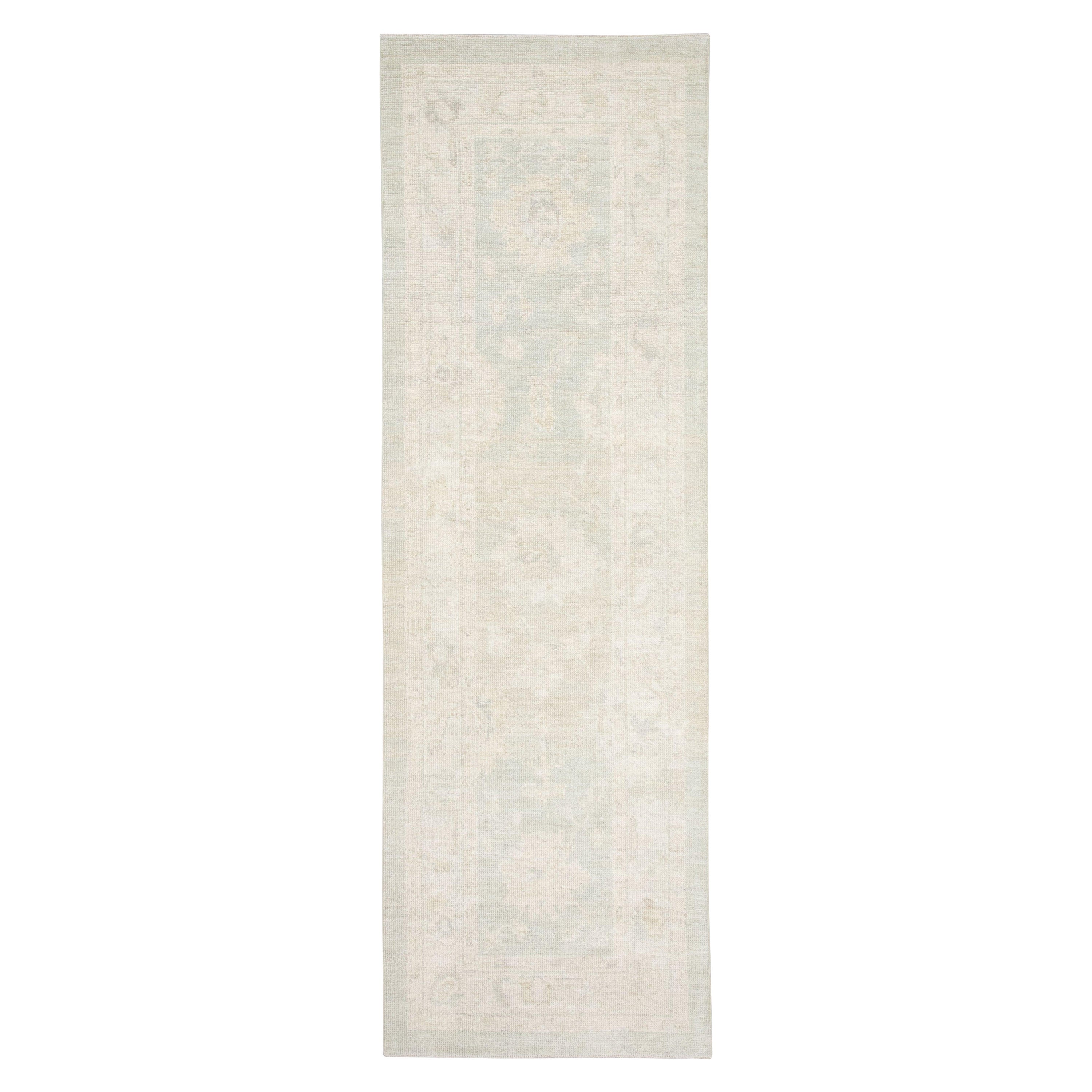 Alfombra Oushak Oriental Anudada a Mano Turca Oushak 2'9" x 8'7" #2699