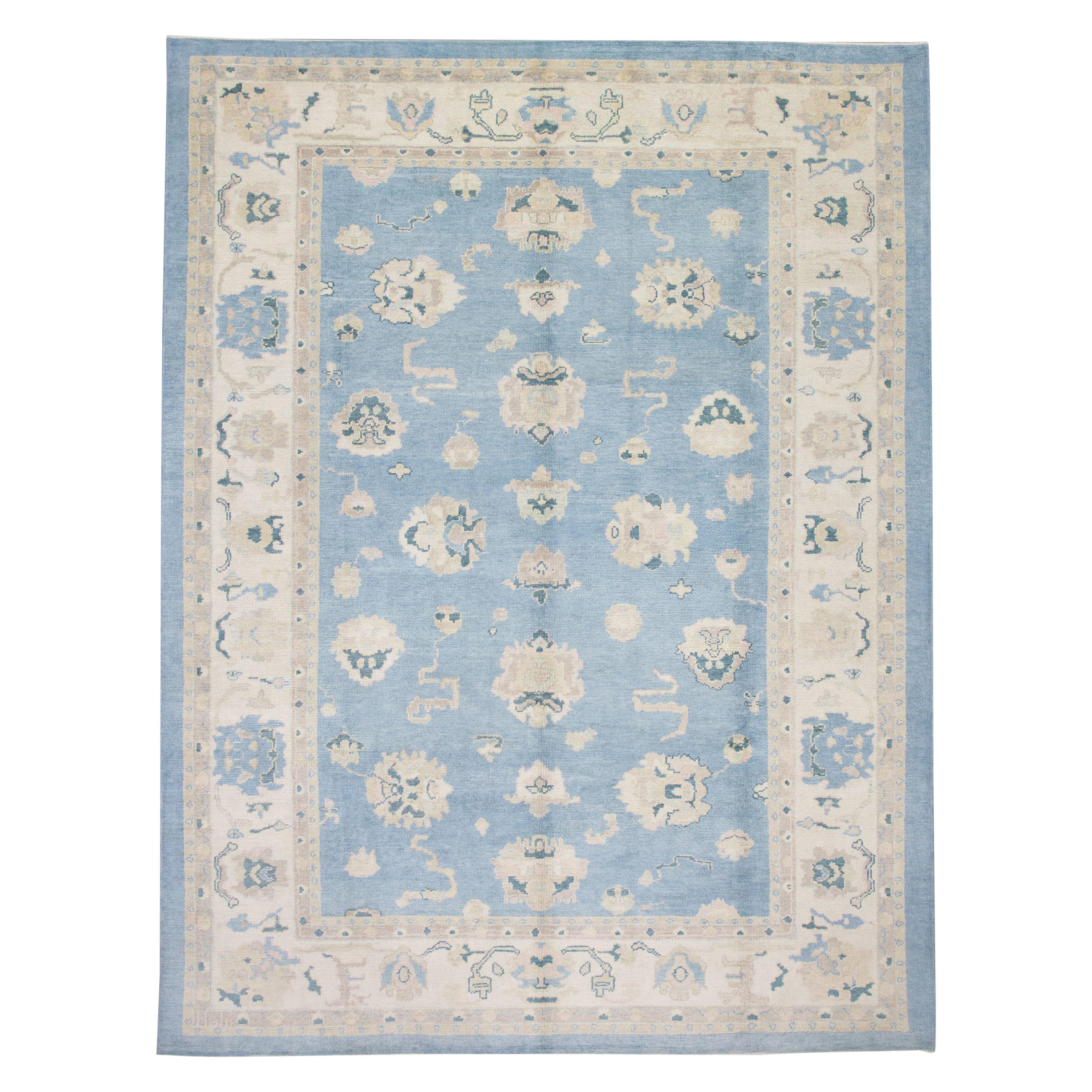 Alfombra Oushak Oriental Anudada a Mano Turca Oushak 9'1" x 12'3" #2994