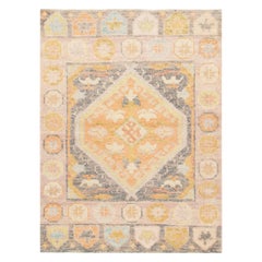 Tappeto Oushak Orientale Annodato a Mano Turco Oushak 2'5" x 3'2" #2761