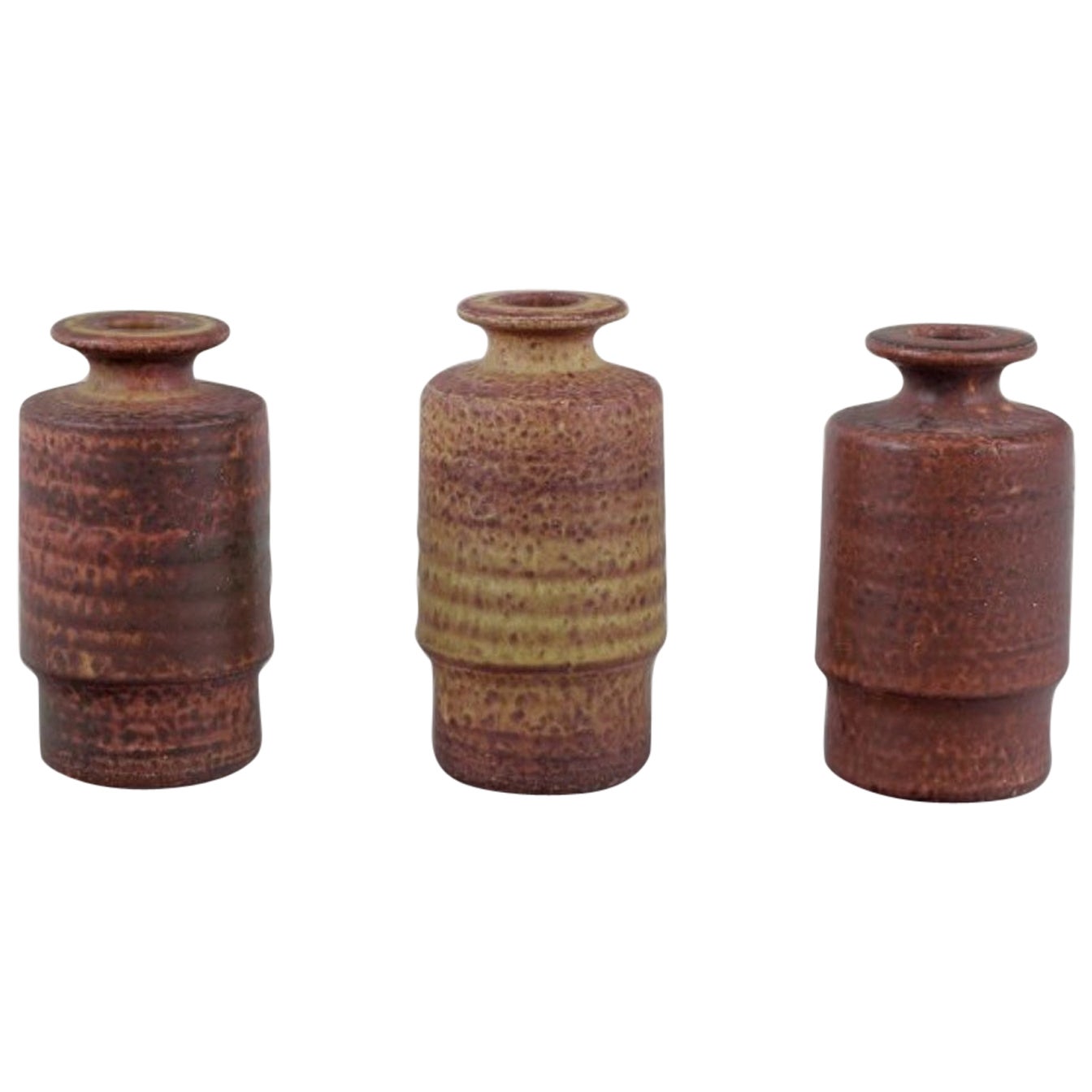 Mobach, Netherlands, three unique vases in glazed ceramic.