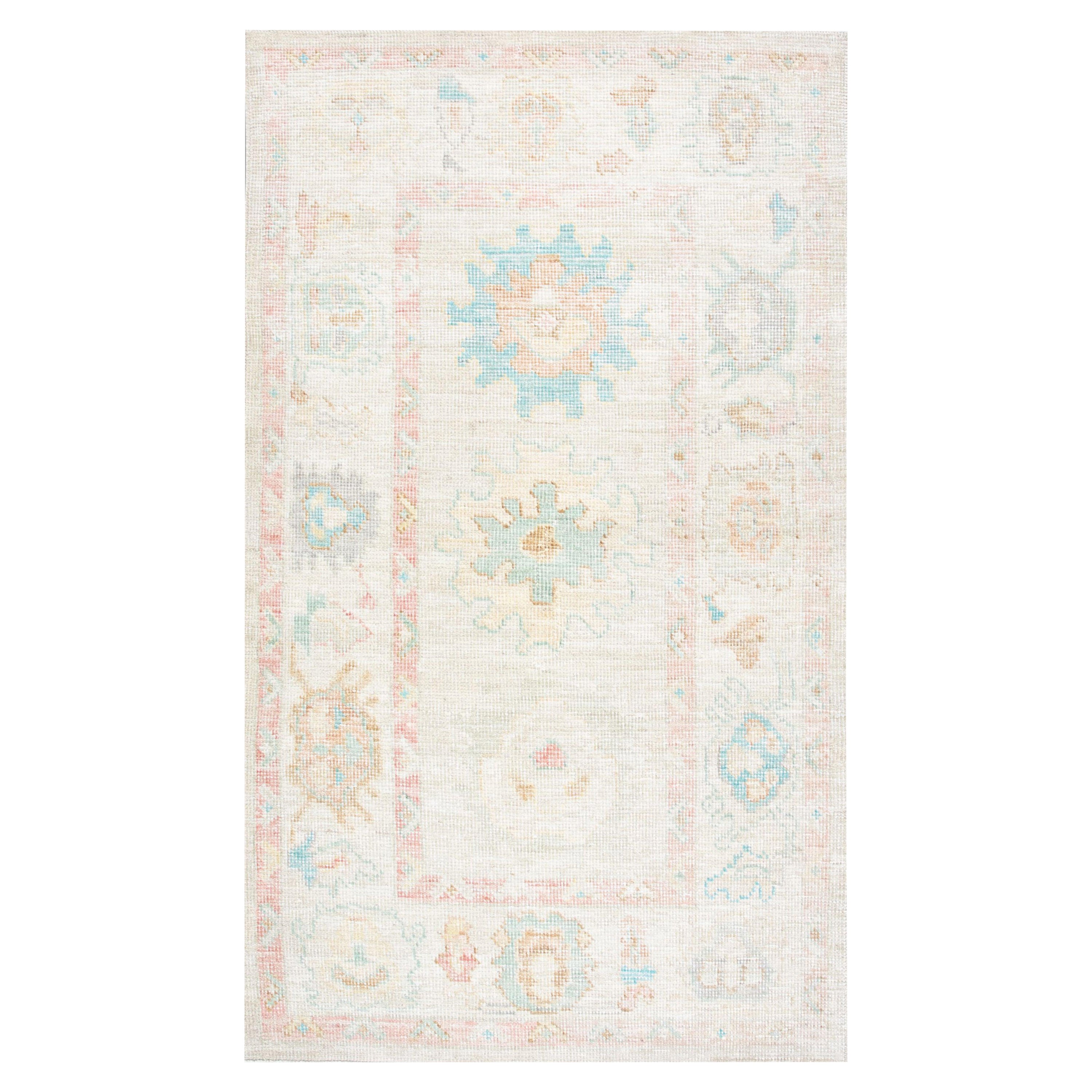 Oushak Rug Oriental Hand Knotted Turkish Oushak 3'1" x 5'2" #2576