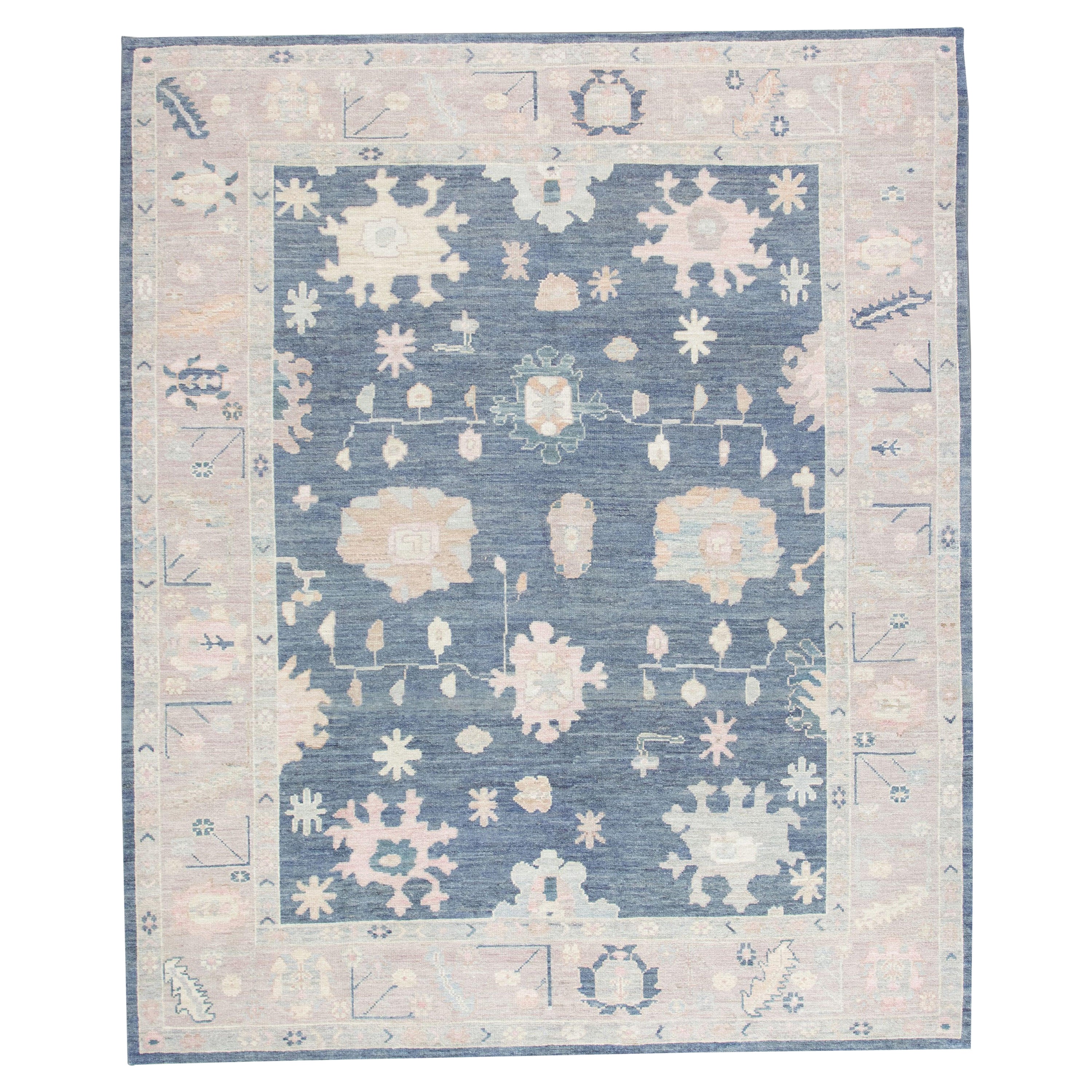 Oushak Rug Oriental Hand Knotted Turkish Oushak 8'1" x 9'10" #2555 For Sale