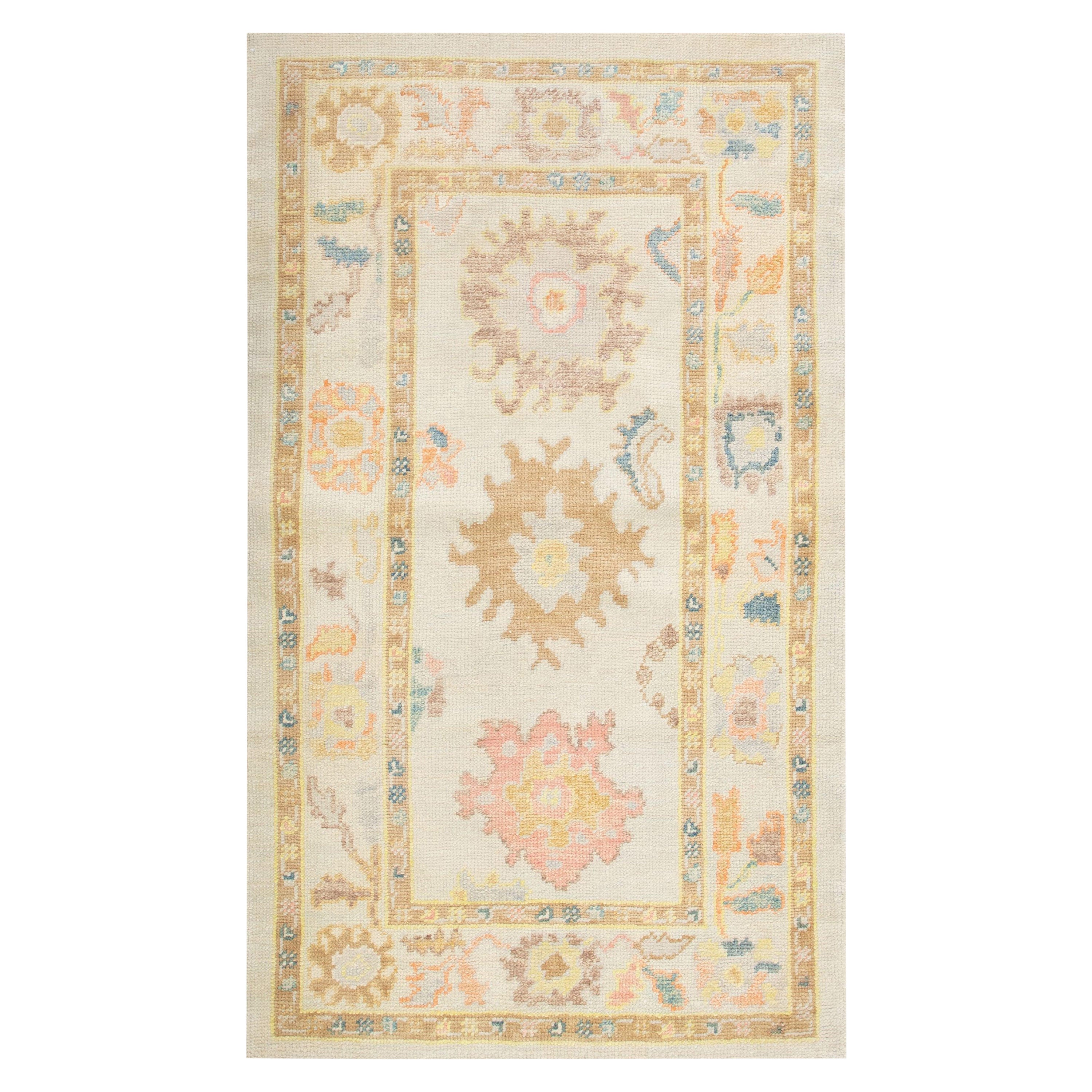 Alfombra Oushak Oriental Anudada a Mano Turca Oushak 3'3" x 5'6" #2798
