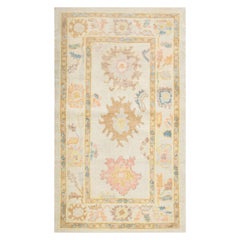 Alfombra Oushak Oriental Anudada a Mano Turca Oushak 3'3" x 5'6" #2798