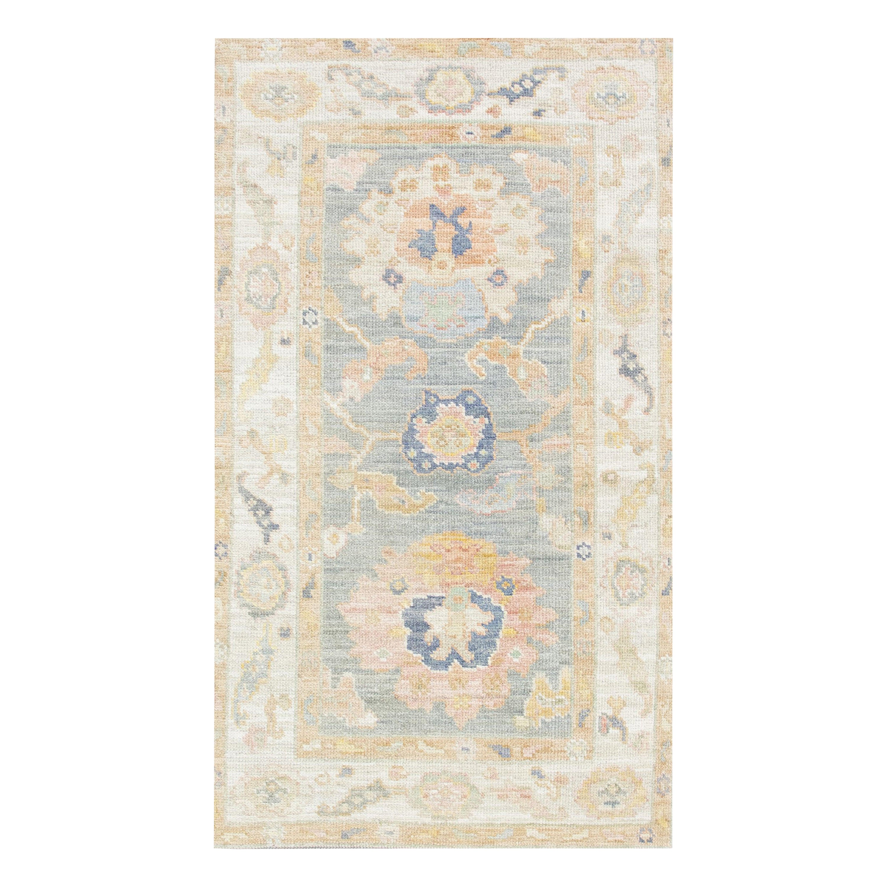 Oushak-Teppich Orientalischer handgeknüpfter türkischer Oushak 2'10" x 4'3" #2862