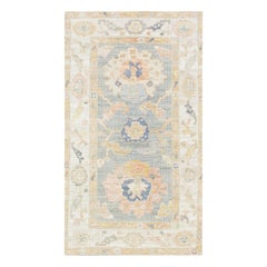 Tapis oriental noué à la main turc Oushak 2'10" x 4'3" n° 2862