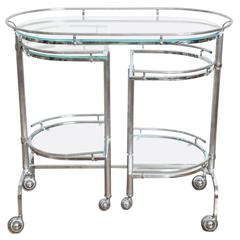 Nickel-Plated Articulated Five-Tier Bar Cart