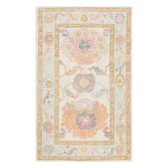Oushak Rug Oriental Hand Knotted Turkish Oushak 3' x 4'9" #2866