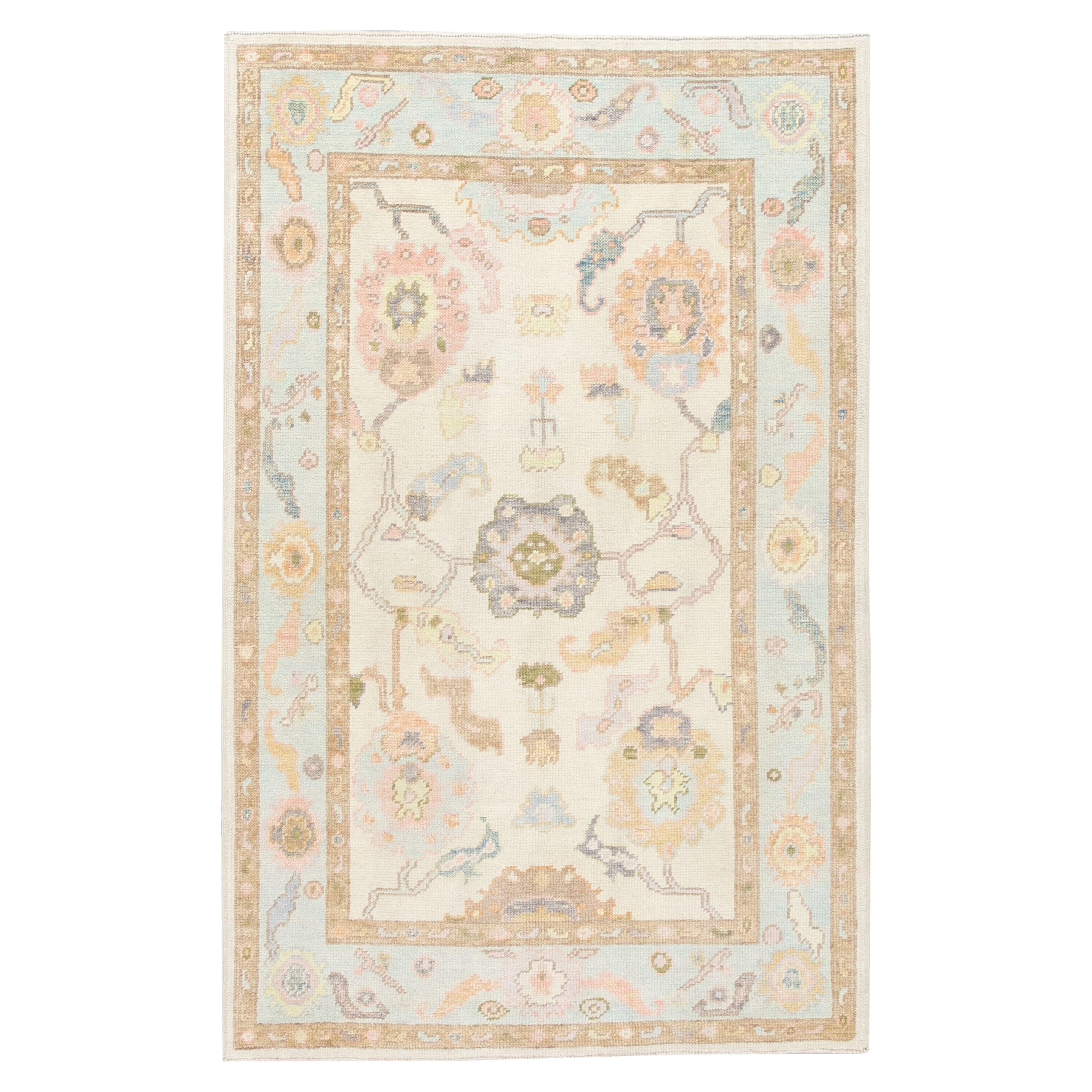 Oushak Rug Oriental Hand Knotted Turkish Oushak 4' x 6'2" #2854