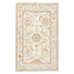 Oushak Rug Oriental Hand Knotted Turkish Oushak 4' x 6'2" #2854