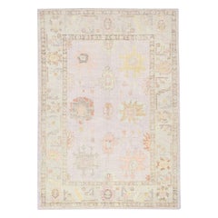 Alfombra Oushak Oriental Anudada a Mano Turca Oushak 5'3" x 7'7 #2747