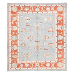 Alfombra Oushak Oriental Anudada a Mano Turca Oushak 8'3" x 9'5" #3104