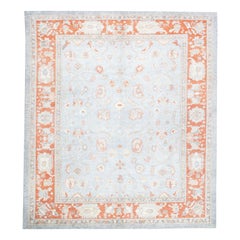 Alfombra Oushak Oriental Anudada a Mano Turca Oushak 8'1" x 9'4" #3106