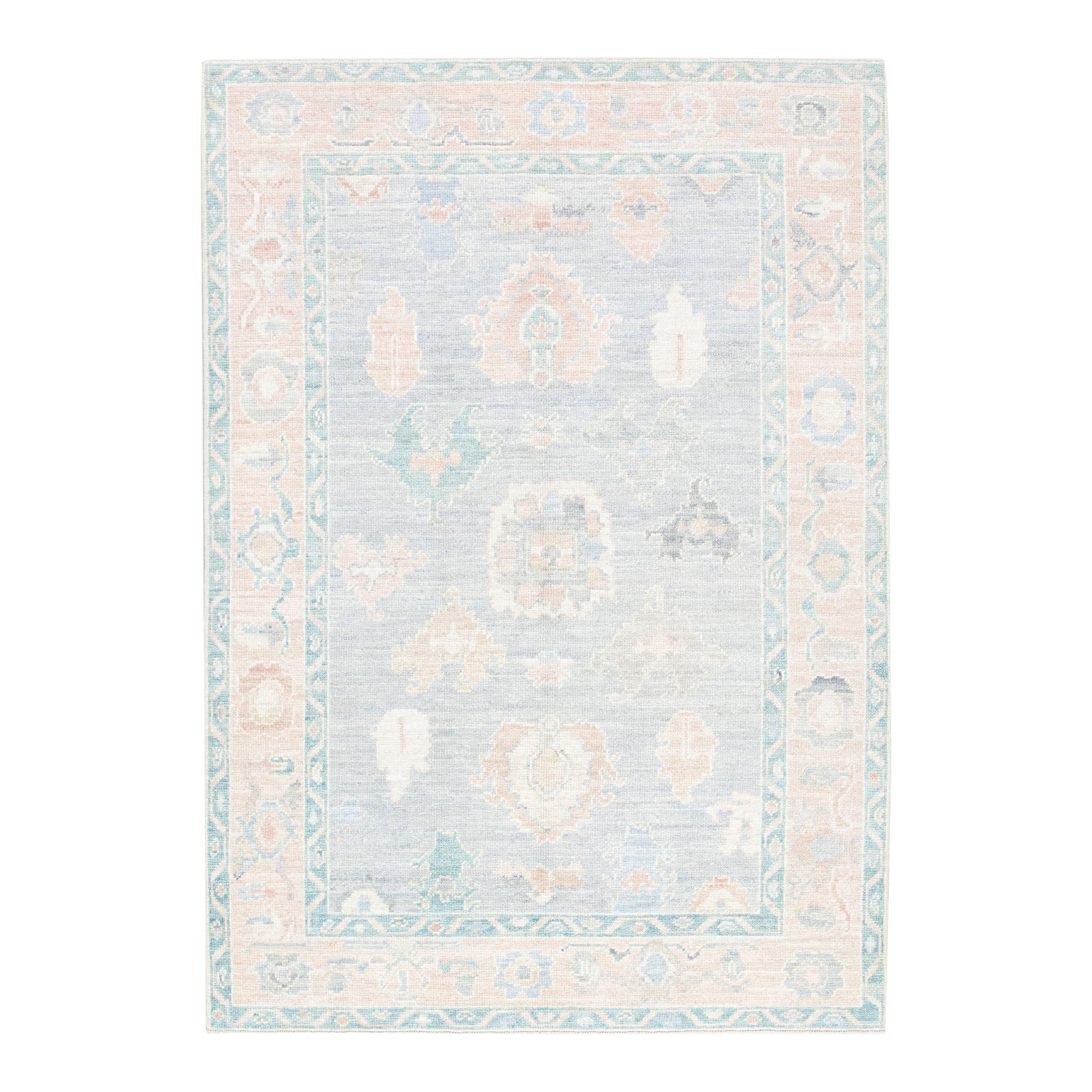 Oushak Rug Oriental Hand Knotted Turkish Oushak 5' x 7'1" #2669