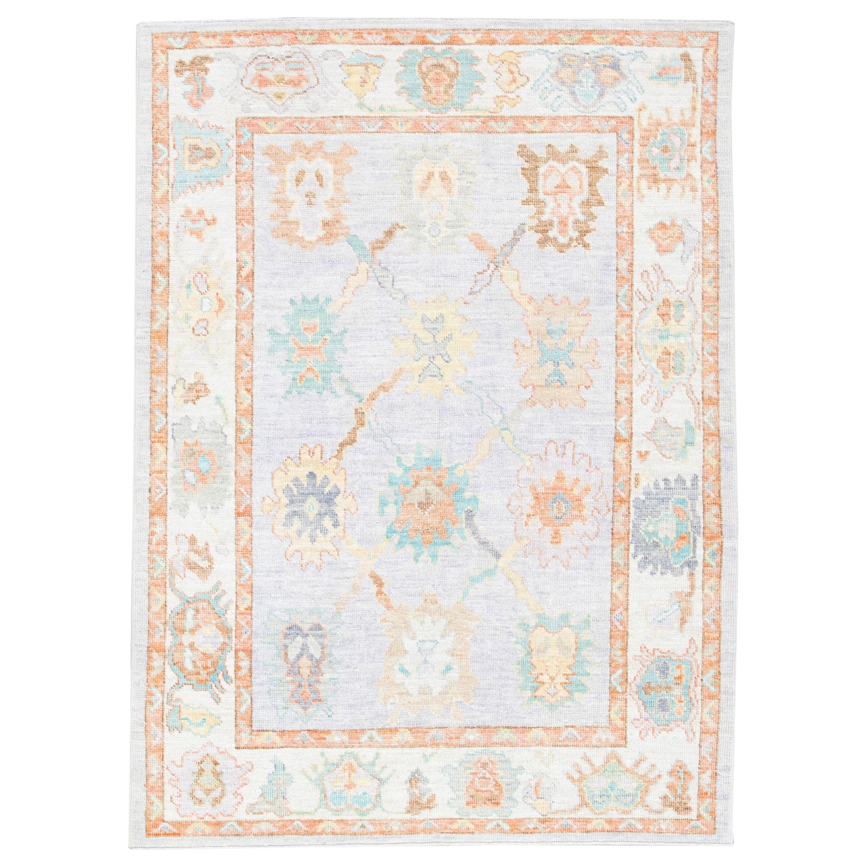 Oushak Rug Oriental Hand Knotted Turkish Oushak 5'2" x 7' #2622