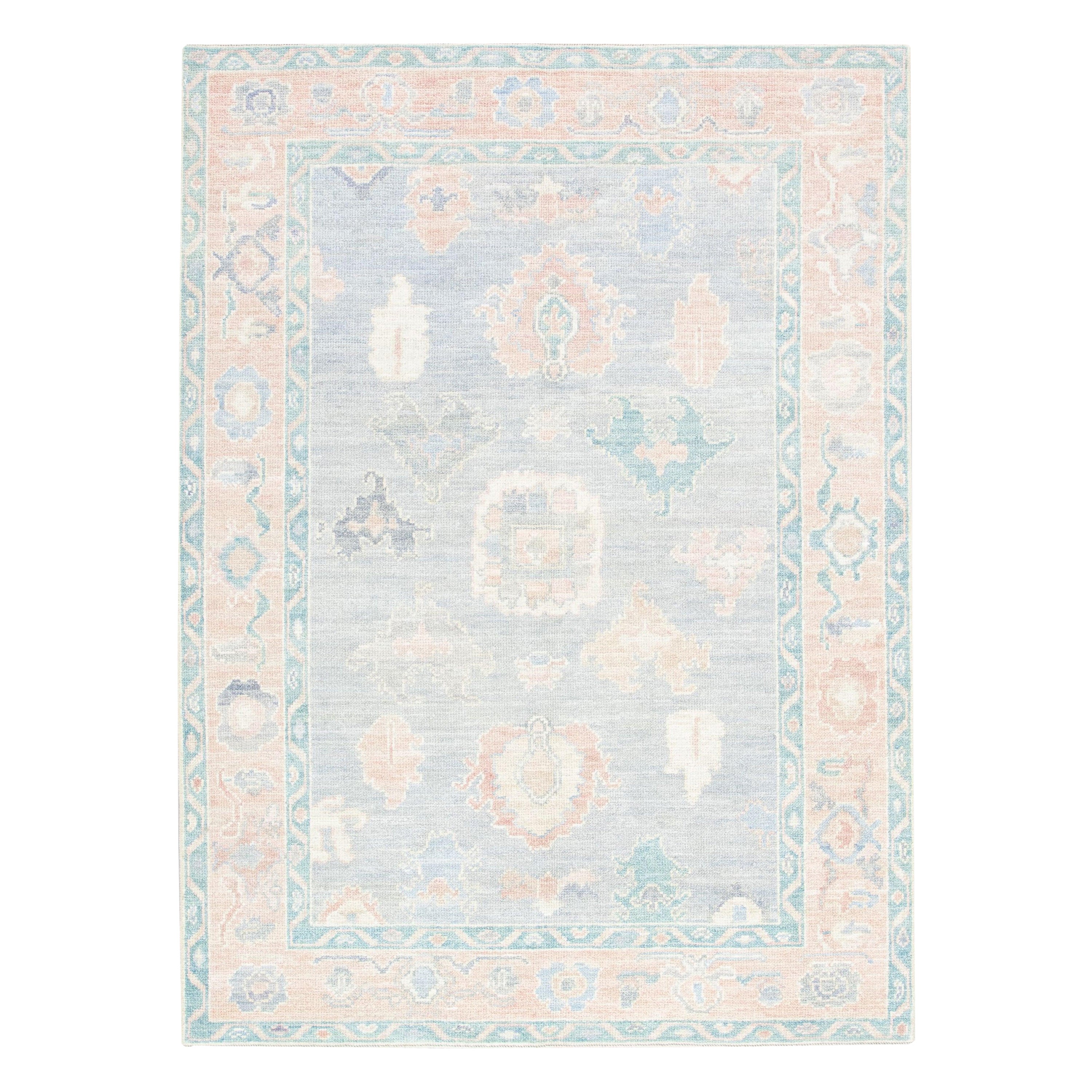 Oushak Rug Oriental Hand Knotted Turkish Oushak 4'11" x 7' #2611
