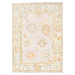Alfombra Oushak Oriental Anudada a Mano Turca Oushak 4'11" x 6'7" #2791