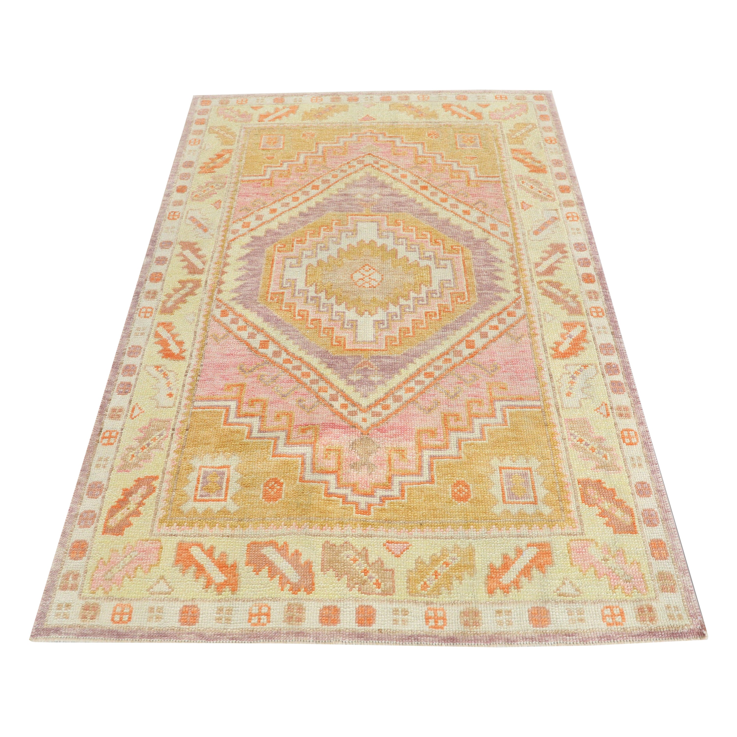 Oushak Rug Oriental Hand Knotted Turkish Oushak 4'1" x 6" #481C