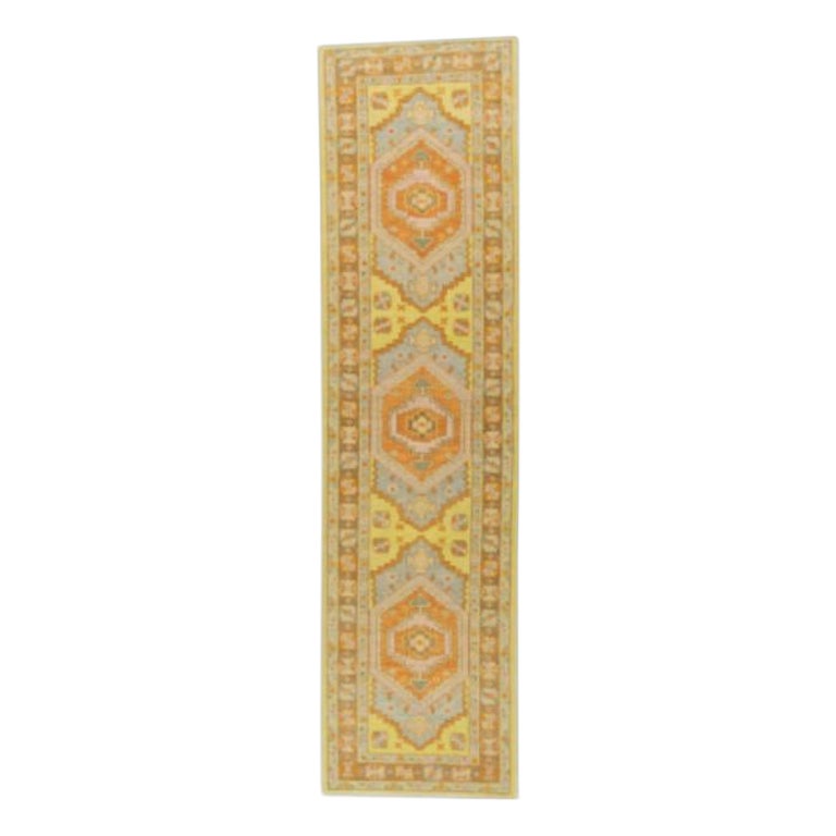 Oushak Rug Oriental Hand Knotted Turkish Oushak 2'8" x 10'4" #752