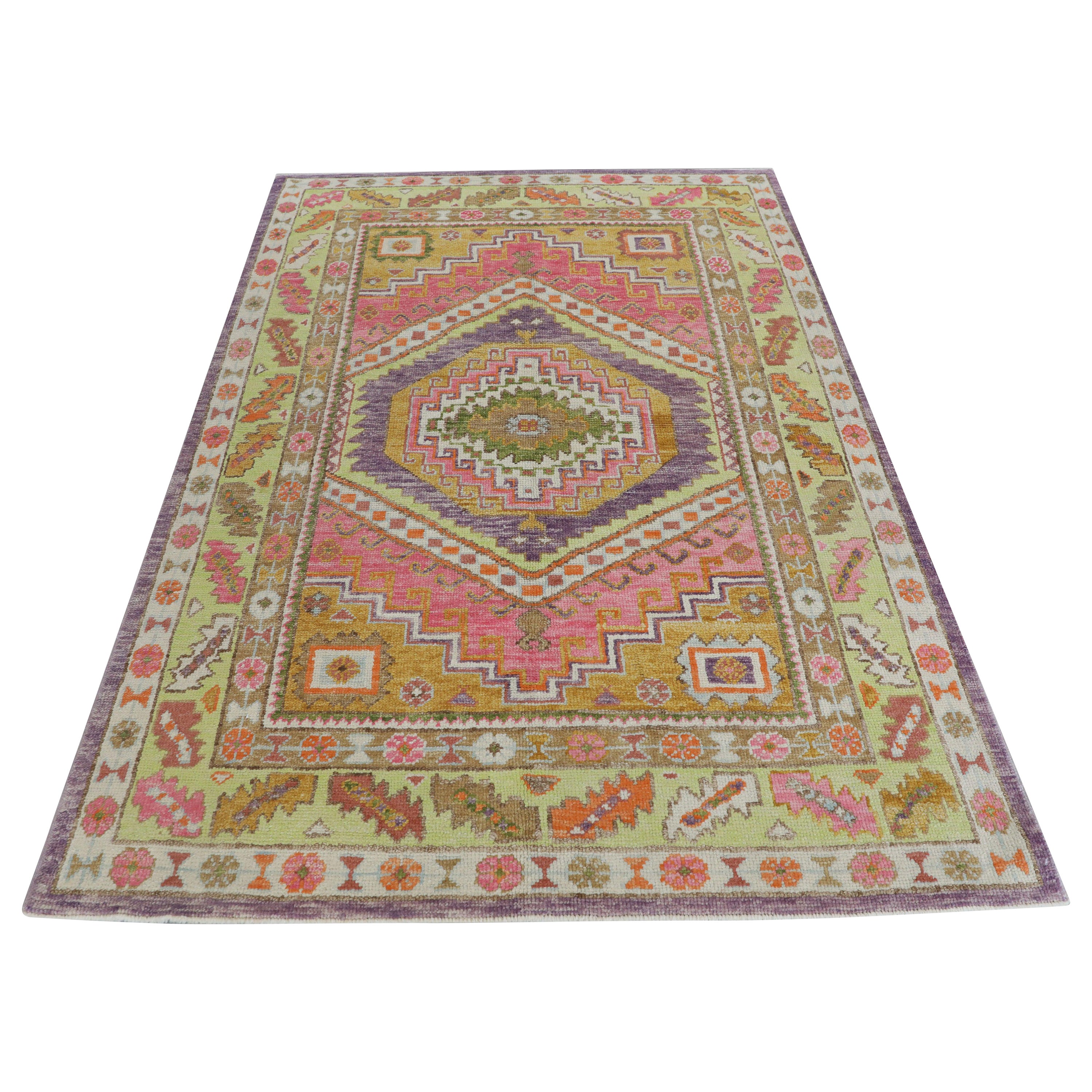 Oushak Rug Oriental Hand Knotted Turkish Oushak 5' x 7' #45