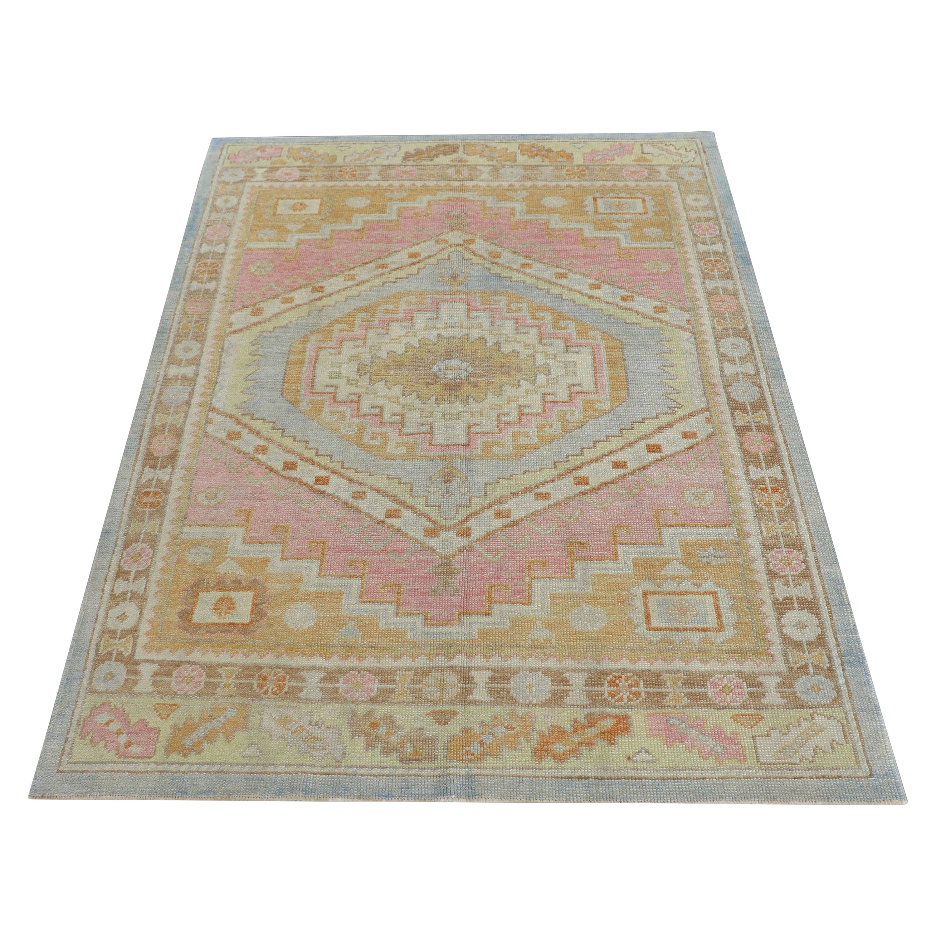 Oushak Rug Oriental Hand Knotted Turkish Oushak 5' x 7' #551