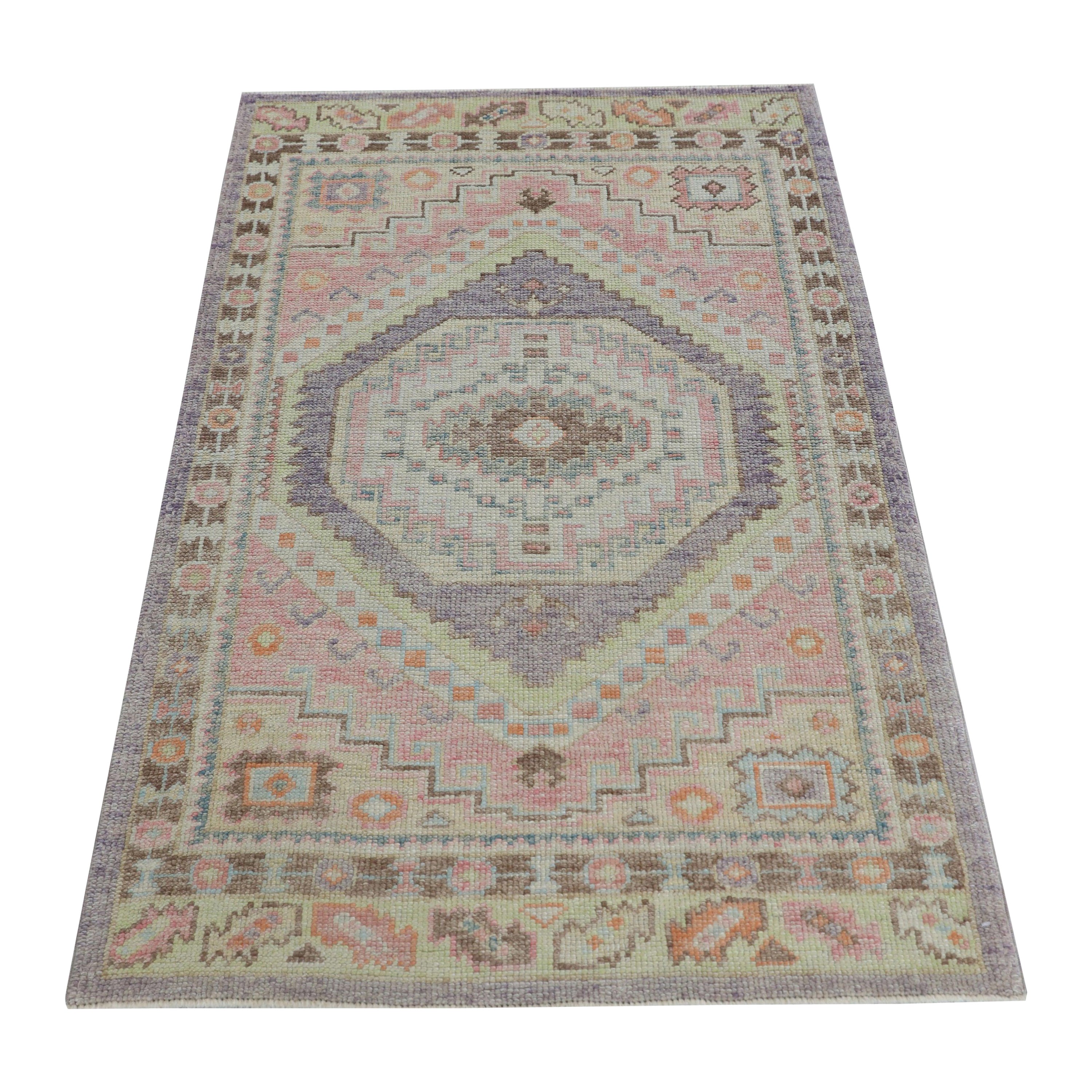 Oushak Rug Oriental Hand Knotted Turkish Oushak 3'2" x 5'2" #78 For Sale