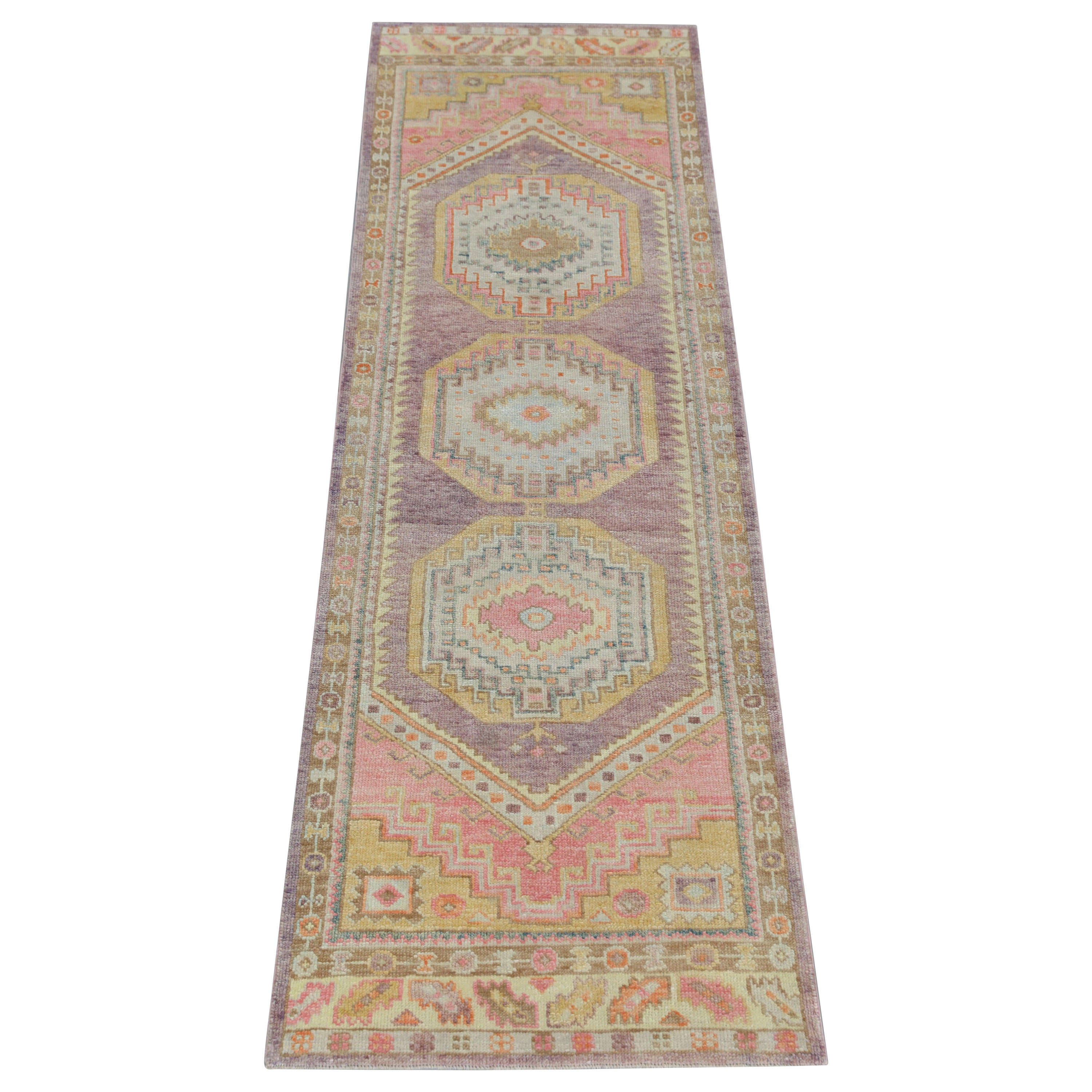 Oushak Rug Oriental Hand Knotted Turkish Oushak 3'1" x 10'1" #210