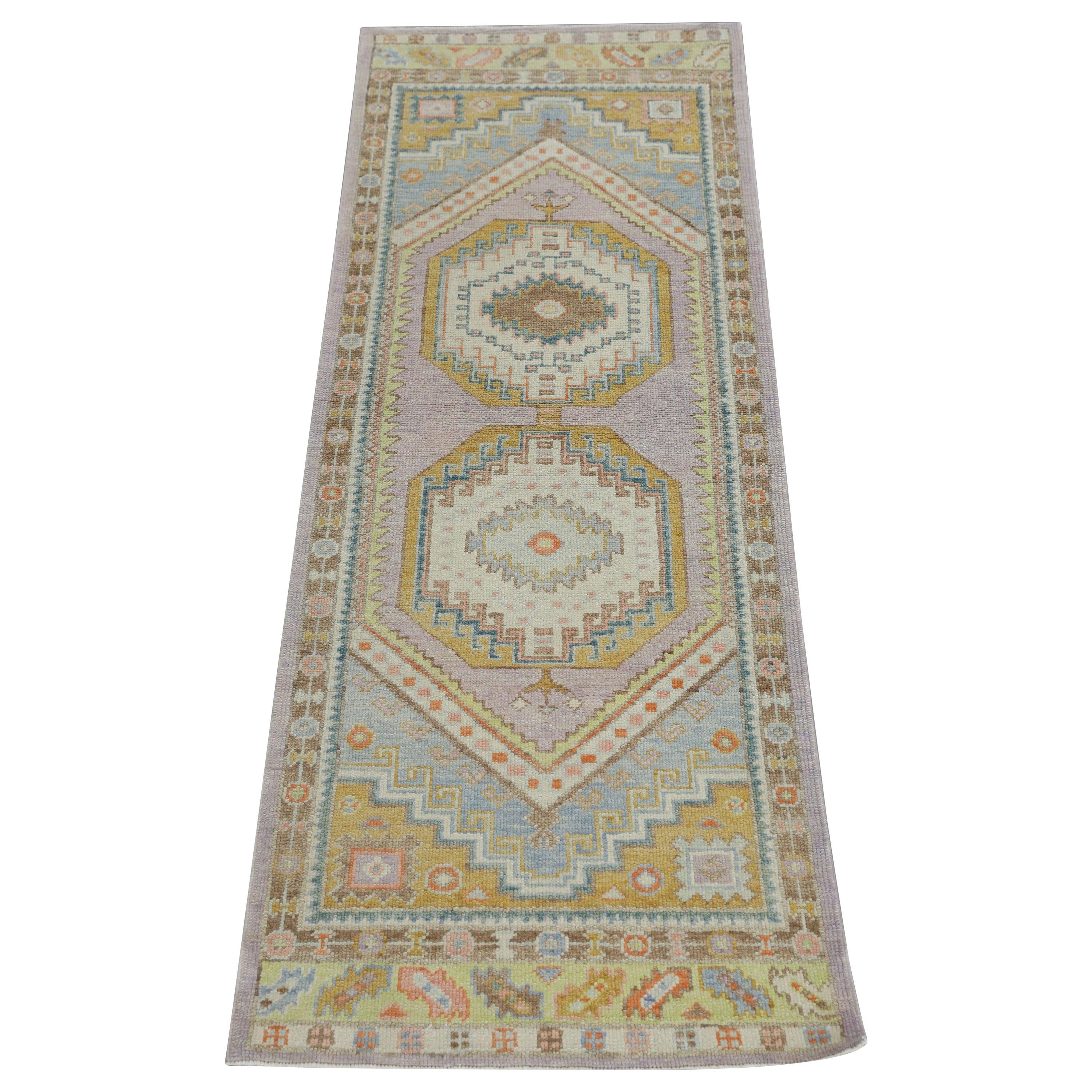 Oushak Rug Oriental Hand Knotted Turkish Oushak 3' x 8'6" #873 For Sale