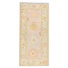 Alfombra Oushak Oriental Anudada a Mano Turca Oushak 3'2" x 6'10" #654