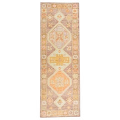 Tapis oriental noué à la main turc Oushak 3'5" x 8'11" n°756