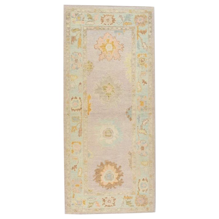 Alfombra Oushak Oriental Anudada a Mano Turca Oushak 3'1" x 7' #972