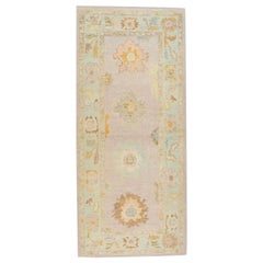Alfombra Oushak Oriental Anudada a Mano Turca Oushak 3'1" x 7' #972
