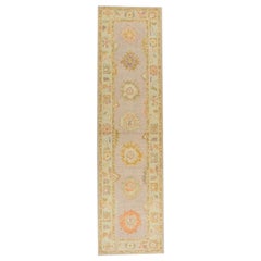 Alfombra Oushak Oriental Anudada a Mano Turca Oushak 3'1" x 11'5" #685
