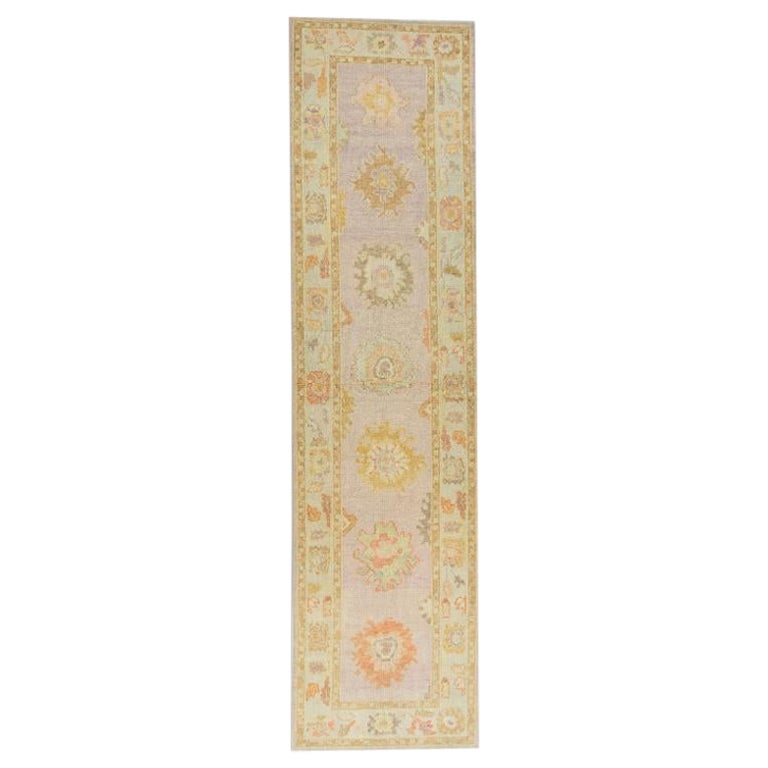 Oushak Rug Oriental Hand Knotted Turkish Oushak 3' x 11'10" #687 For Sale