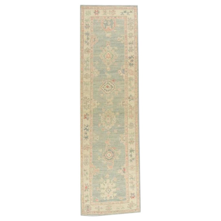 Oushak-Teppich Orientalischer handgeknüpfter türkischer Oushak 2'10" x 10'2" #615