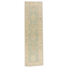 Alfombra Oushak Oriental Anudada a Mano Turca Oushak 2'10" x 10'2" #615